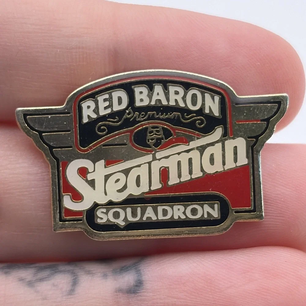 Vintage Red Baron Premium Stearman Squadron Pizza Service 1991 Lapel Hat Pin